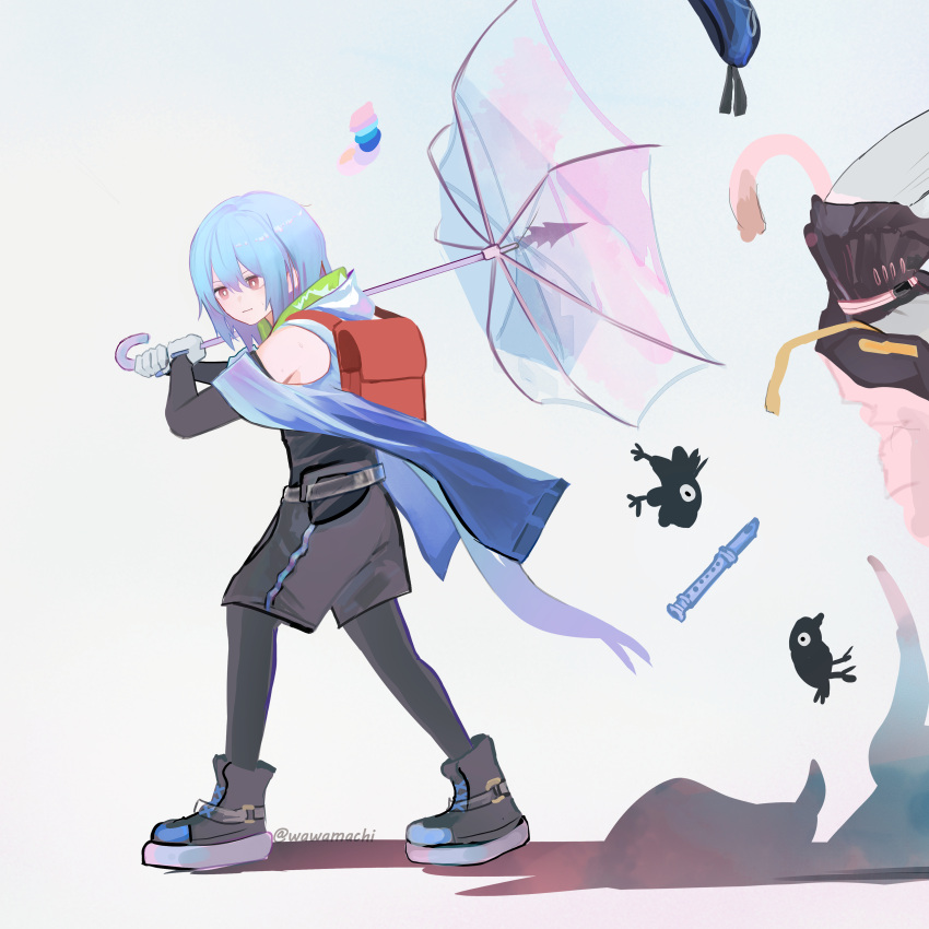 1boy, 1girl, absurdres, arknights, bird, black_footwear, black_gloves, black_pantyhose