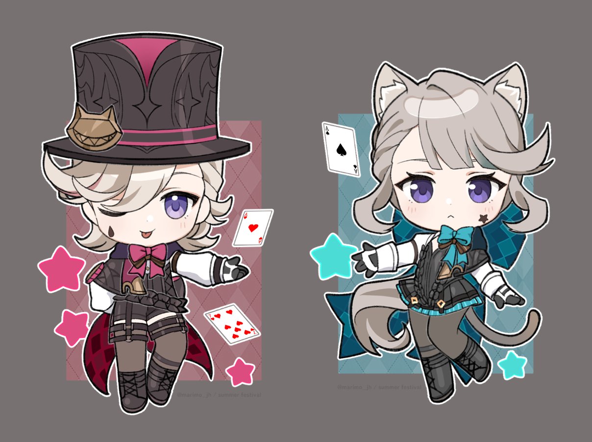 1boy, 1girl, :<, ace_of_hearts, ace_of_spades, black_dress, black_footwear, black_gloves