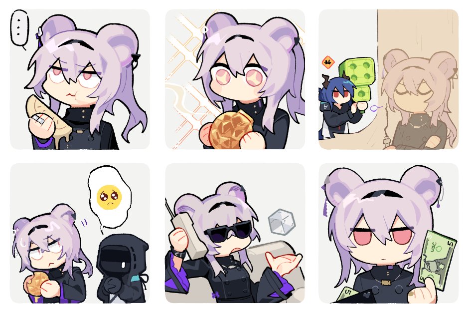 +_+, ..., 1other, 2girls, animal_ears, antique_telephone, arknights, banknote