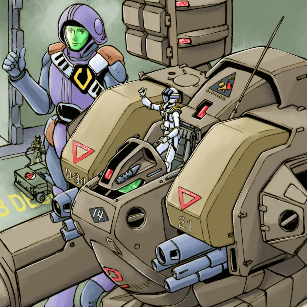 antennae, armor, choujikuu_yousai_macross, cockpit, destroid, flightsuit, giant, gun
