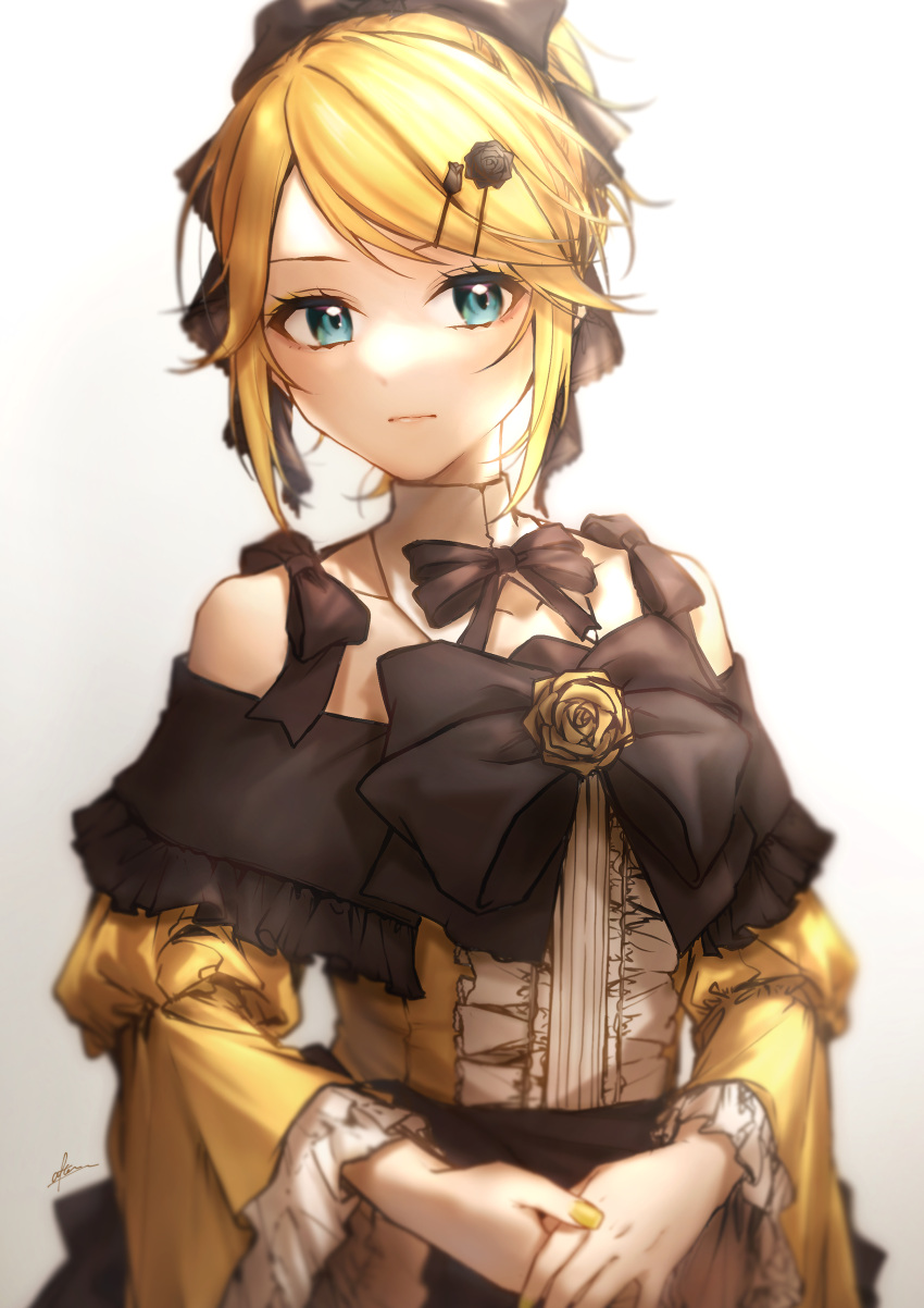 1girl, absurdres, after0217, aku_no_musume_(vocaloid), black_bow, blonde_hair, blue_eyes, bow