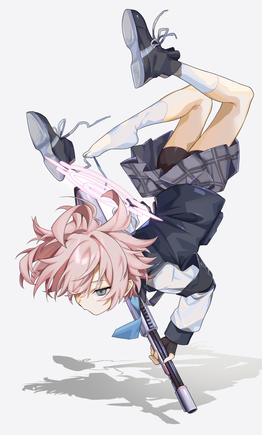 1girl, absurdres, ahoge, armband, beretta_1301, bike_shorts, blue_archive, bulletproof_vest
