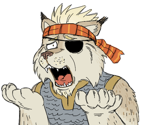 1boy, armor, blonde_hair, chainmail, comedy, daxratchet, eyepatch, facial_hair