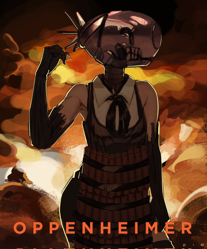 1girl, arondiolex, black_gloves, black_ribbon, black_thighhighs, bomb_devil_(chainsaw_man), chainsaw_man, collared_shirt