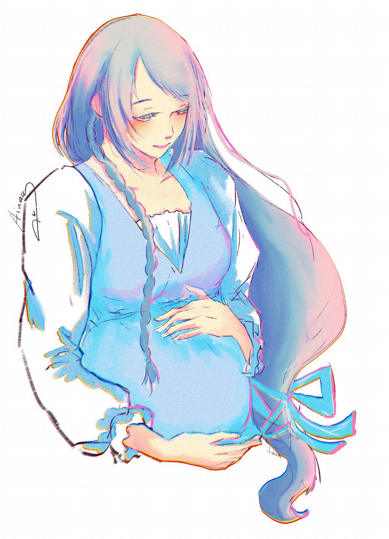 1girl, blue_dress, blush, braid, closed_eyes, dress, final_fantasy, final_fantasy_xvi