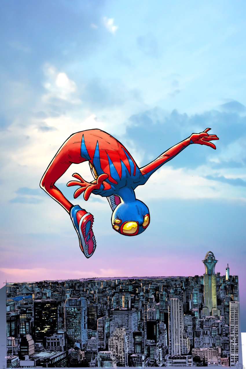 1boy, absurdres, artist_request, bailey_briggs, blue_mask, building, child, cityscape