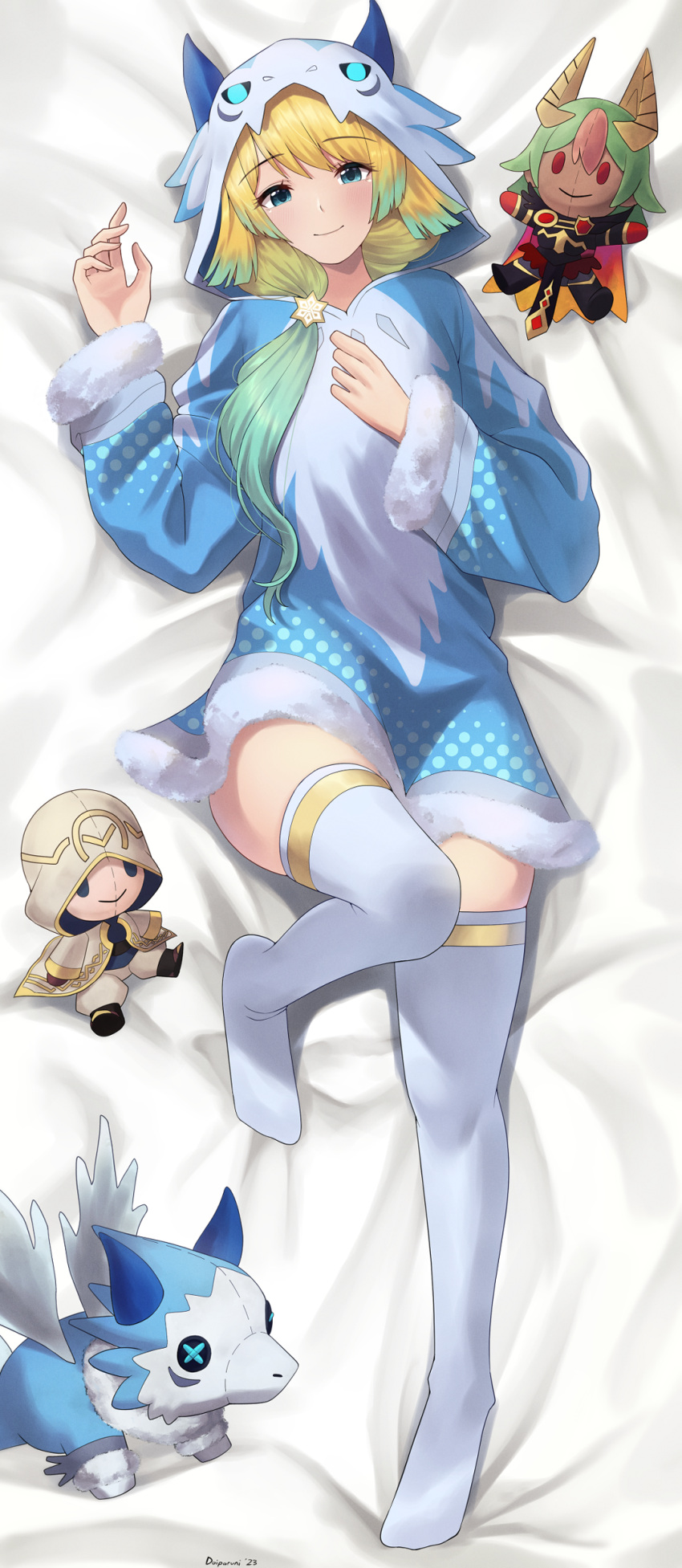1girl, absurdres, alternate_costume, blonde_hair, blue_eyes, character_costume, character_doll, doiparuni