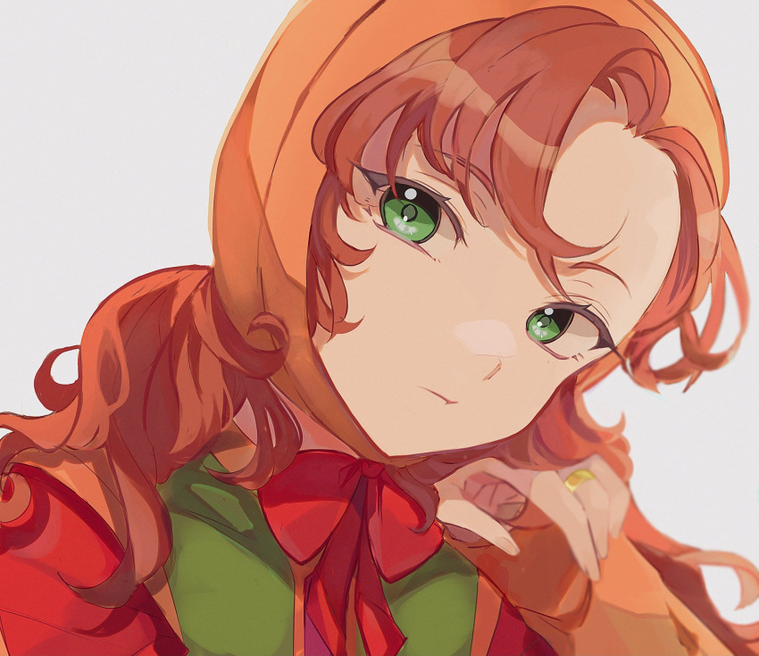 1girl, closed_mouth, curly_hair, dragon_quest, dragon_quest_vii, green_eyes, head_scarf, highres
