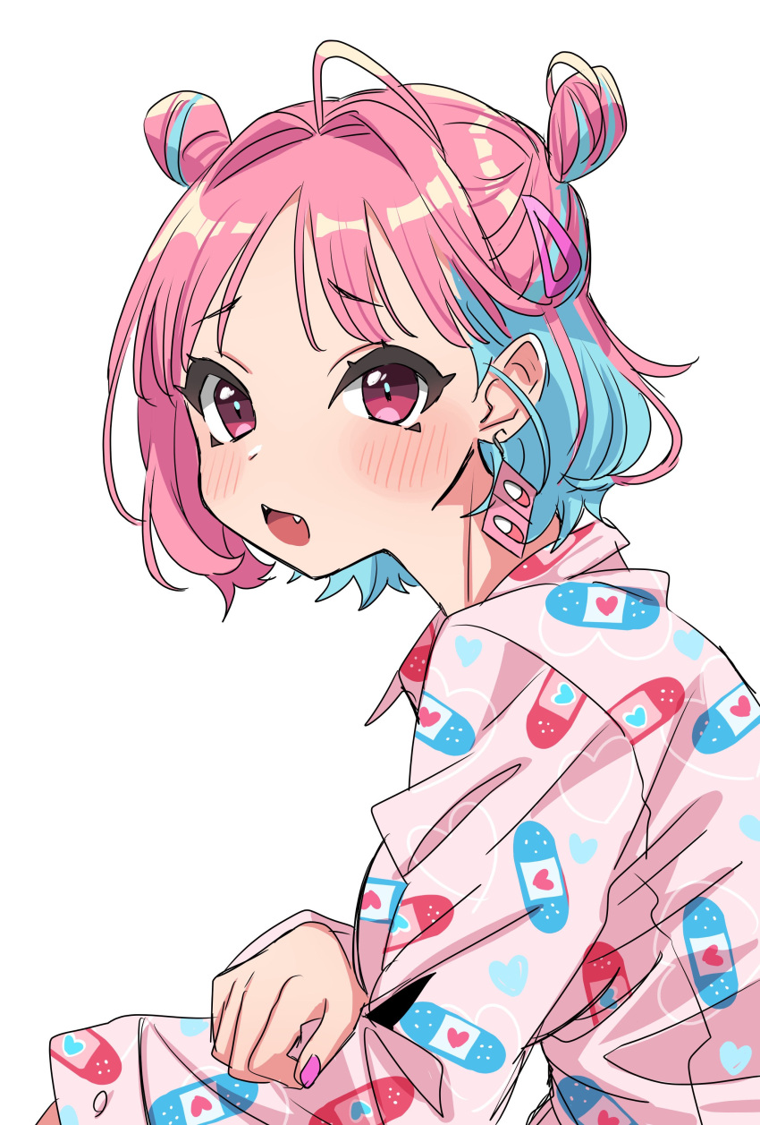 1girl, absurdres, ahoge, alternate_costume, alternate_hairstyle, aqua_hair, bandaid_print, colored_inner_hair
