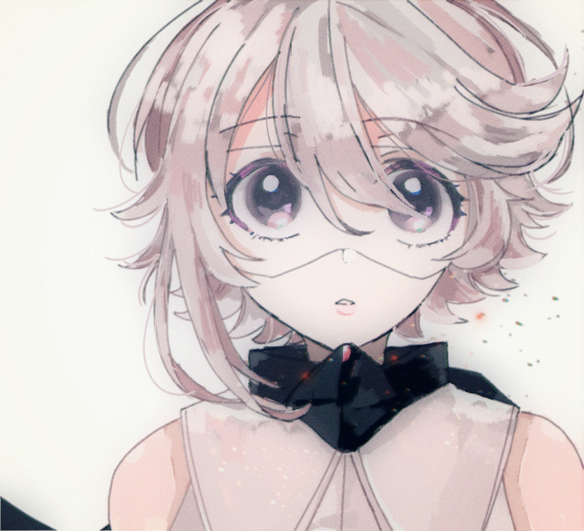 1girl, bare_shoulders, goggles, grey_hair, leotard, looking_at_viewer, parted_lips, portrait, short_hair, shy_(character), shy_(series), simple_background, solo, teeth, wami0303, white_background