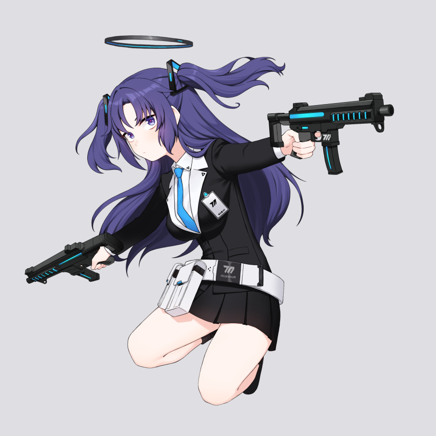 1girl, absurdres, artpatient, blazer, blue_archive, blue_halo, blue_necktie, closed_mouth