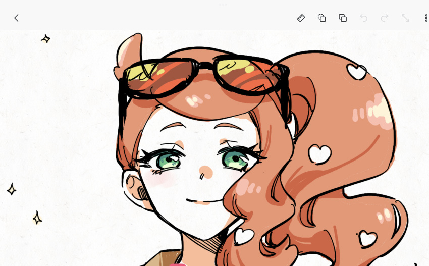 1girl, aqua_eyes, eyewear_on_head, hair_ornament, heart, heart_hair_ornament, highres, long_hair