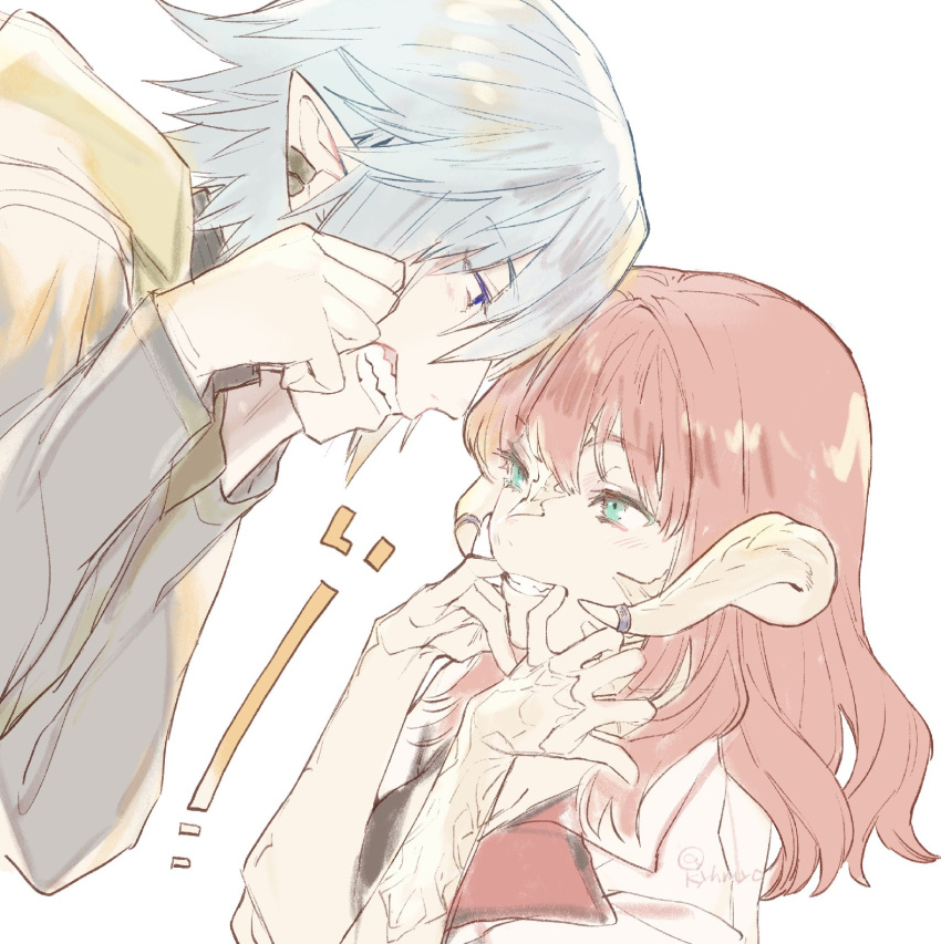 1boy, au_ra, blue_eyes, earrings, final_fantasy, final_fantasy_xiv, finger_in_own_mouth, green_eyes