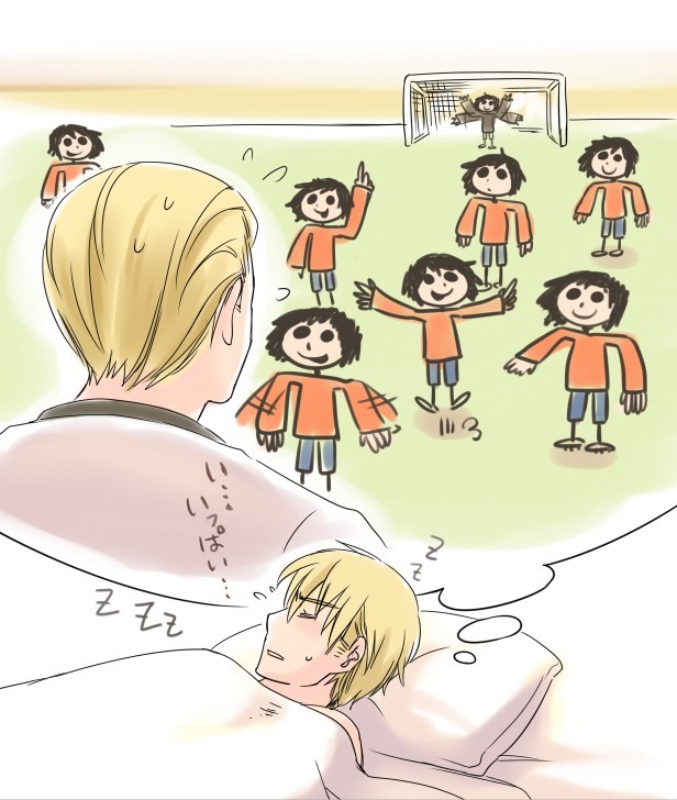 axis_powers_hetalia, dreaming, germany_(hetalia), natsuyon, spain_(hetalia), united_kingdom_(hetalia), world_cup