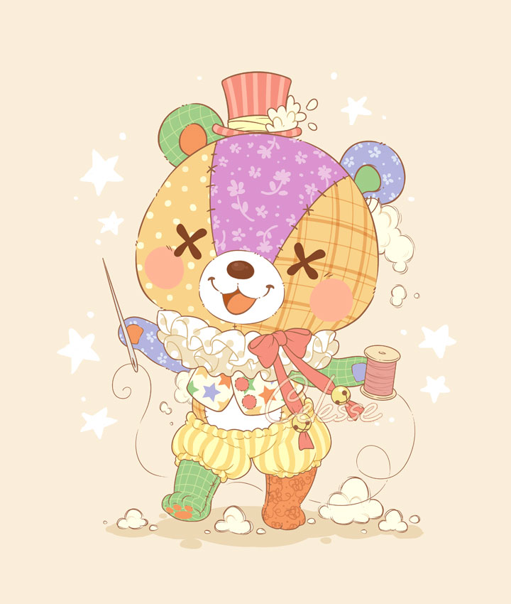 1boy, :d, animal_crossing, artist_name, bear_boy, bell, blush, blush_stickers
