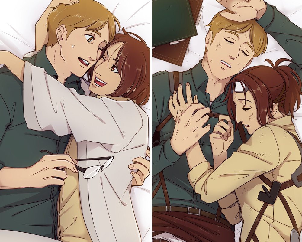 1boy, 1other, aquiline_nose, brown_eyes, brown_hair, coat, commentary, dirty