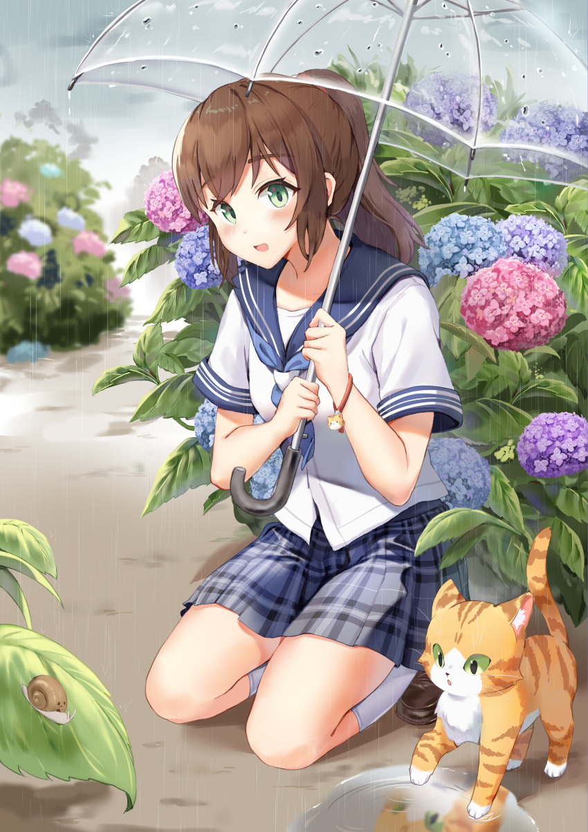 1girl, absurdres, blue_neckerchief, blue_sailor_collar, blue_skirt, blurry, blush, bracelet