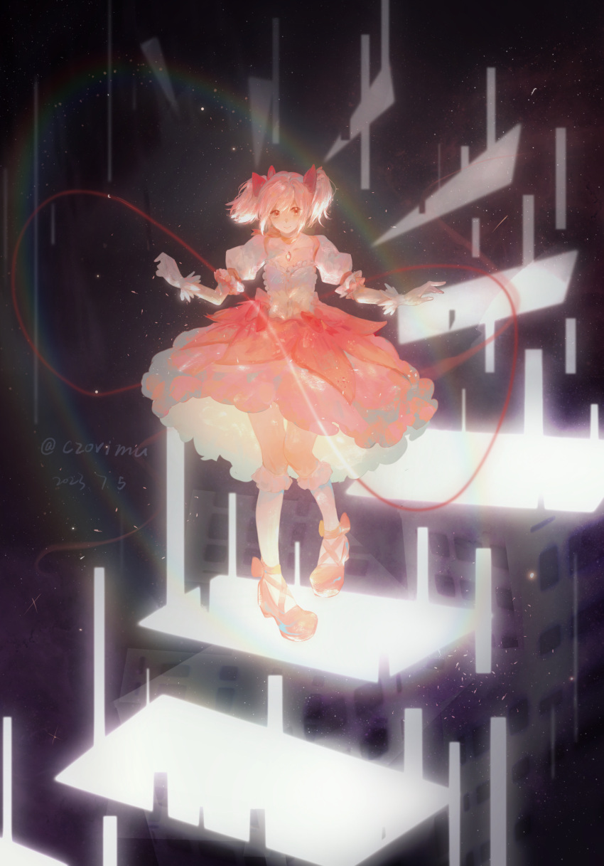 1girl, absurdres, bow, bubble_skirt, choker, collarbone, czorimu, dated