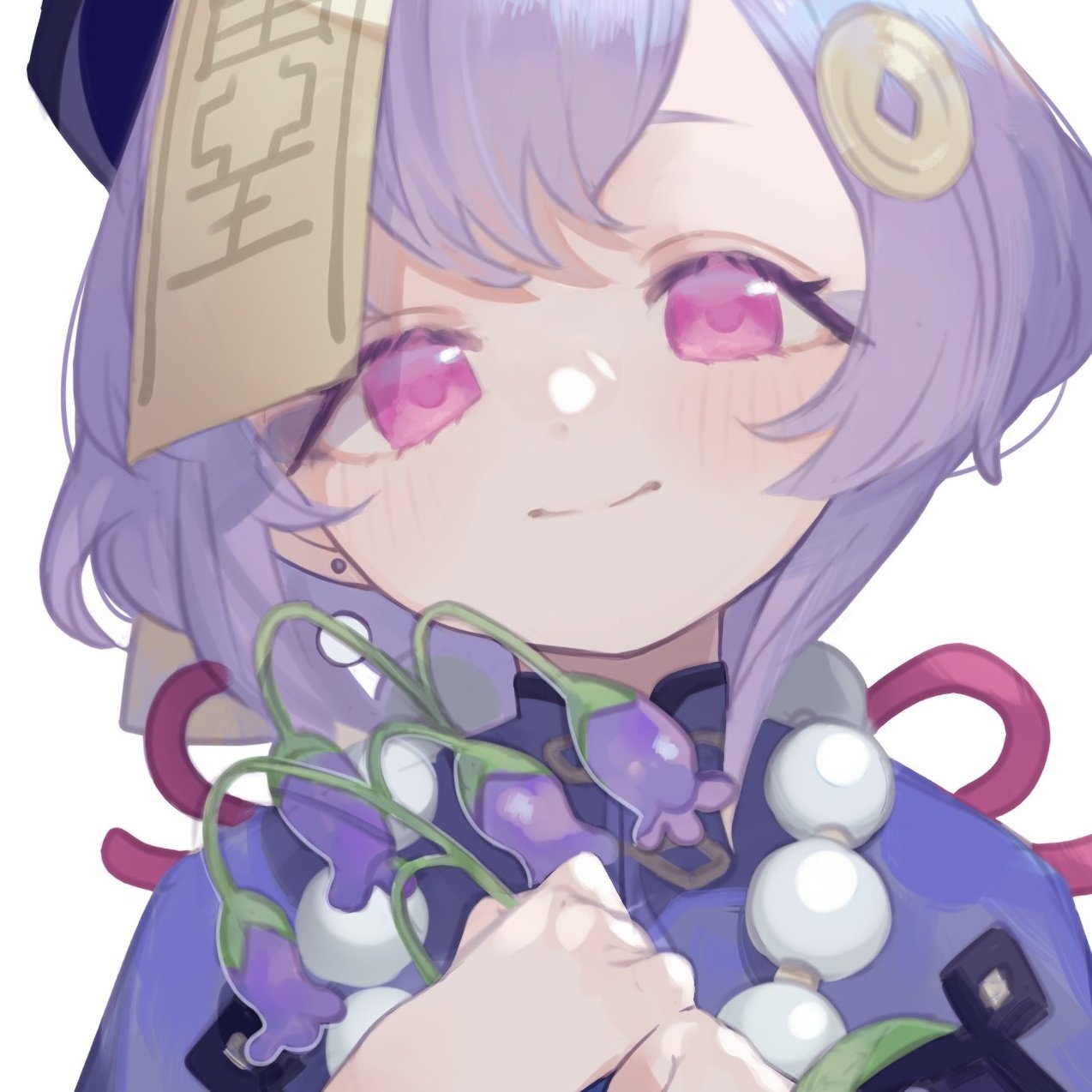 1girl, 750x077, bead_necklace, beads, bellflower, blush, chinese_clothes, closed_mouth