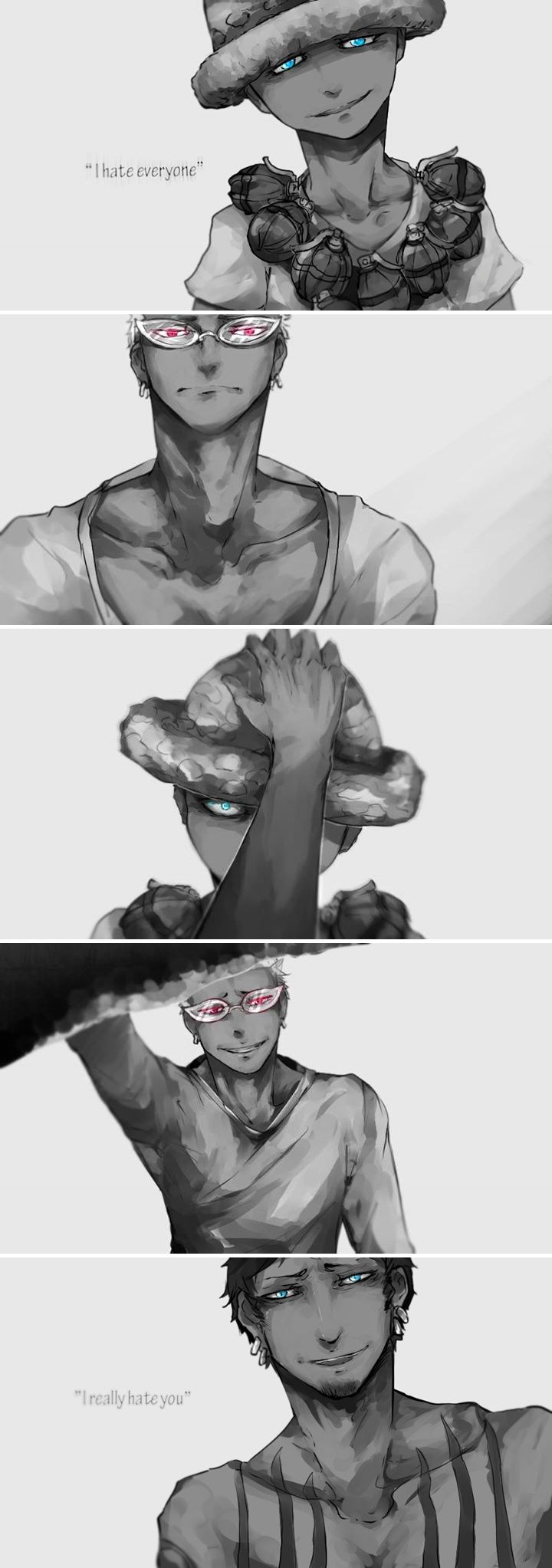 2boys, aged_down, artist_request, black_hair, blue_eyes, child, closed_mouth, donquixote_doflamingo