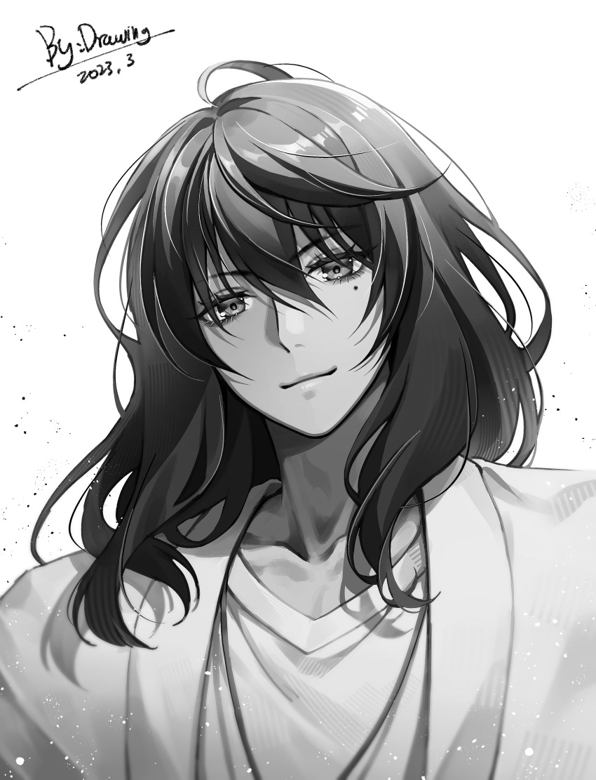 1boy, absurdres, artist_name, closed_mouth, collarbone, commentary, dated, drawing_(23518)