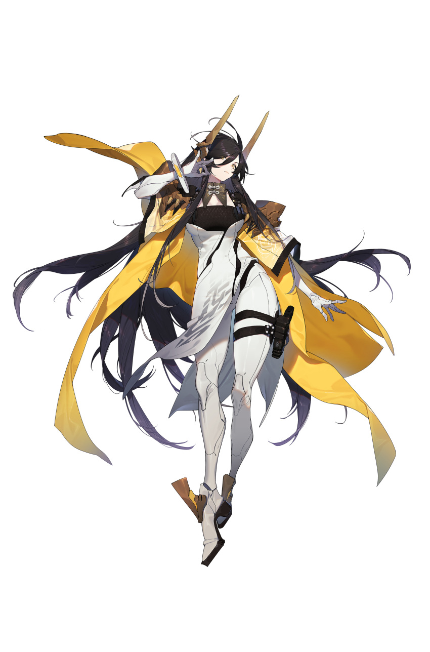 1girl, absurdres, ahoge, belt, black_belt, black_hair, bodysuit, boots