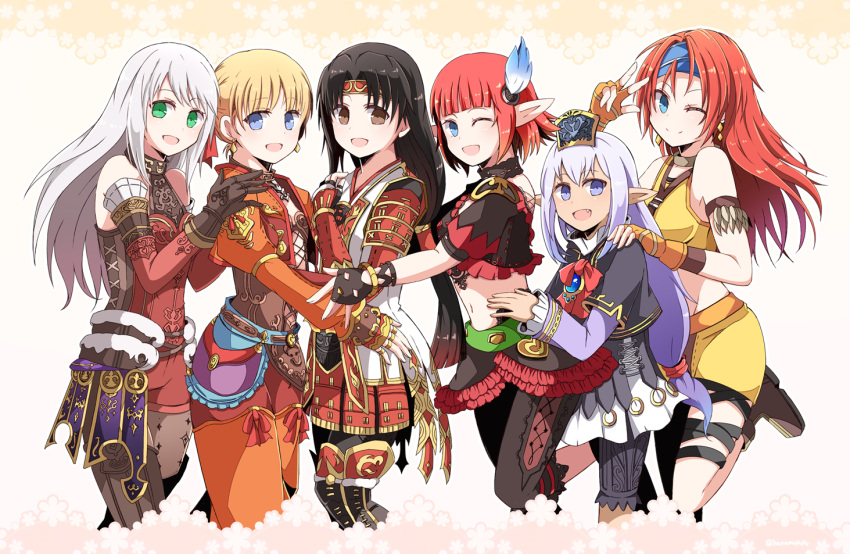 6+girls, :d, ;), aphmau, aqua_eyes, arciela_v_adoulin, armor, bare_shoulders