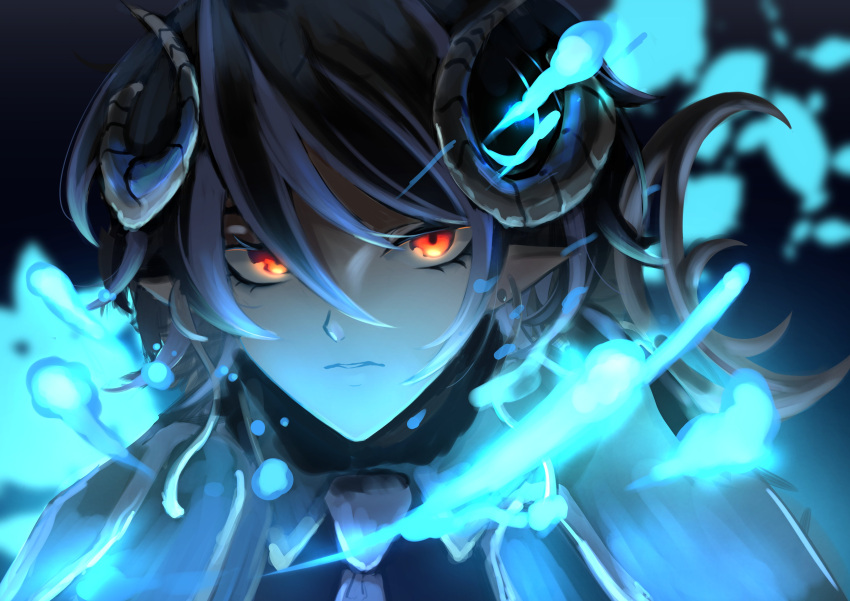 1girl, absurdres, alternate_costume, alternate_hair_length, alternate_hairstyle, black_hair, blue_hair, brown_eyes