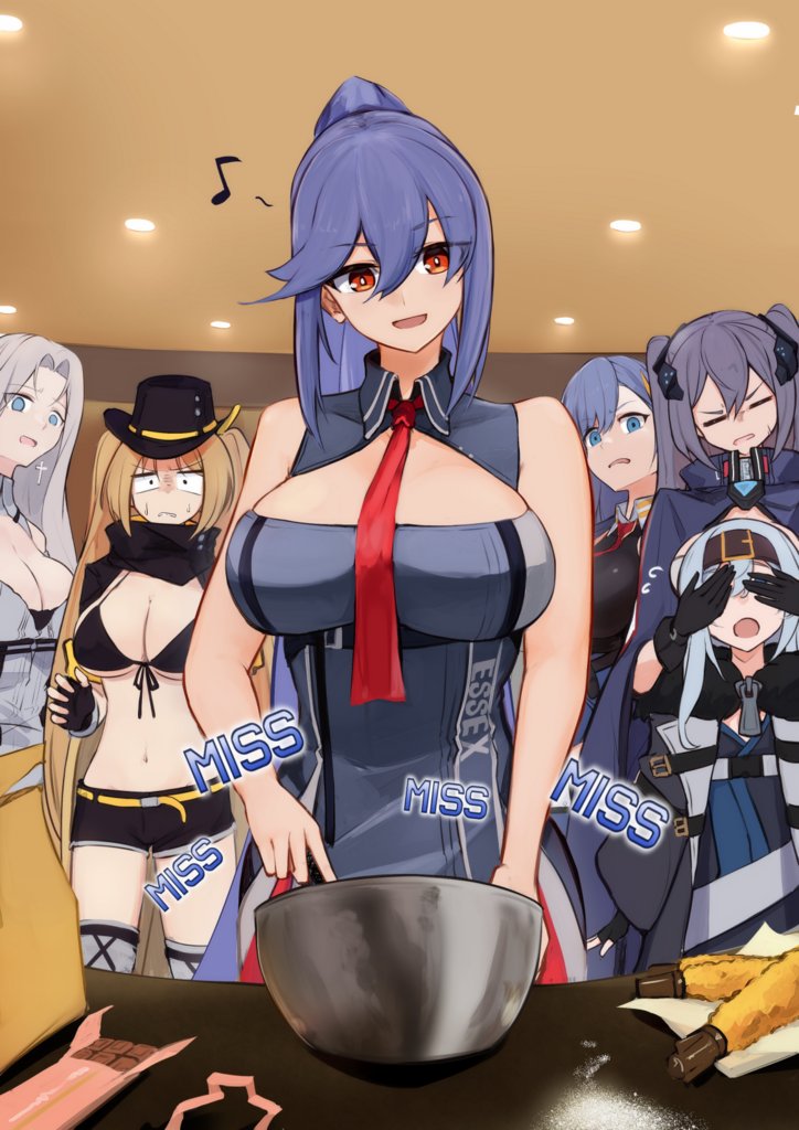 azur_lane, chocolate, covering_eyes, essex_(azur_lane), hornet_ii_(azur_lane), intrepid_(azur_lane), long_hair, multiple_girls