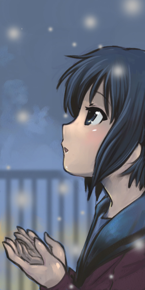black_hair, cardigan, looking_up, nagato_yuki, nagato_yuki_(shoushitsu), okera, school_uniform, short_hair