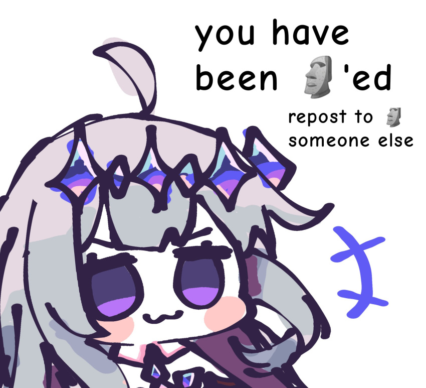 +++, 1girl, :3, ahoge, blush, closed_mouth, emoji, gem