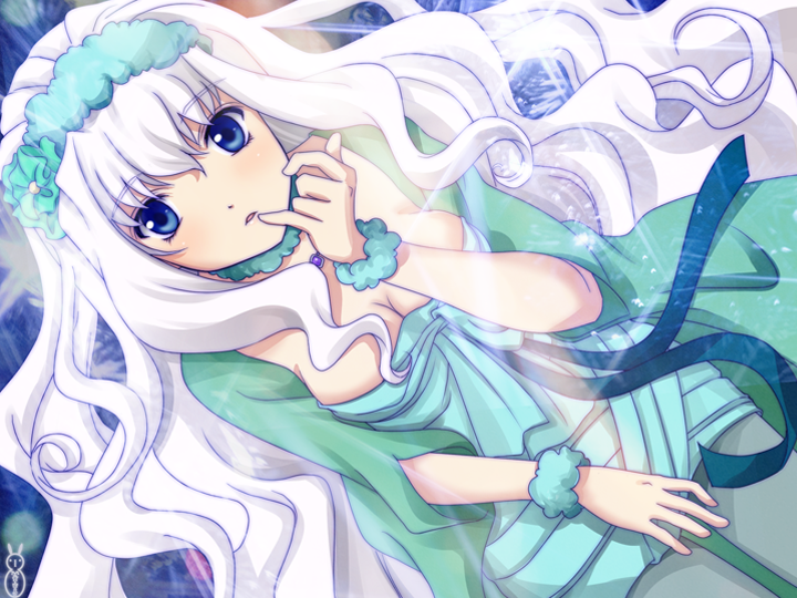 breasts, cleavage, dress, long_hair, machinosuke, macross, macross_frontier, macross_frontier:_itsuwari_no_utahime