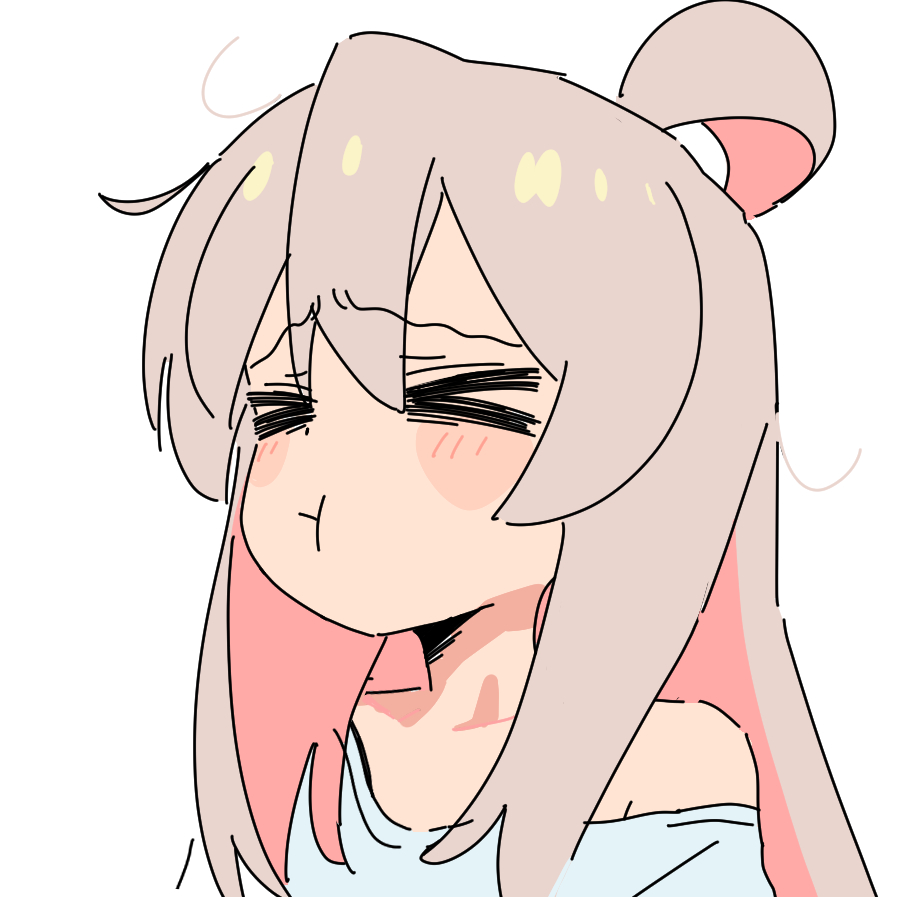 >_<, 1girl, ahoge, blush, blush_stickers, closed_eyes, commentary_request, doublep0ints
