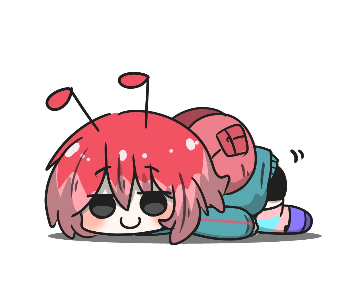 1girl, antenna_hair, backpack, bag, black_shorts, blue_jacket, blush, chibi