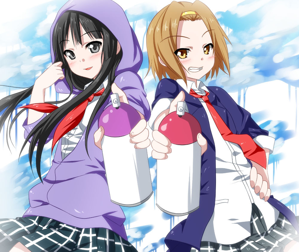 aerosol, akiyama_mio, bad_id, black_eyes, black_hair, blazer, brown_eyes, brown_hair