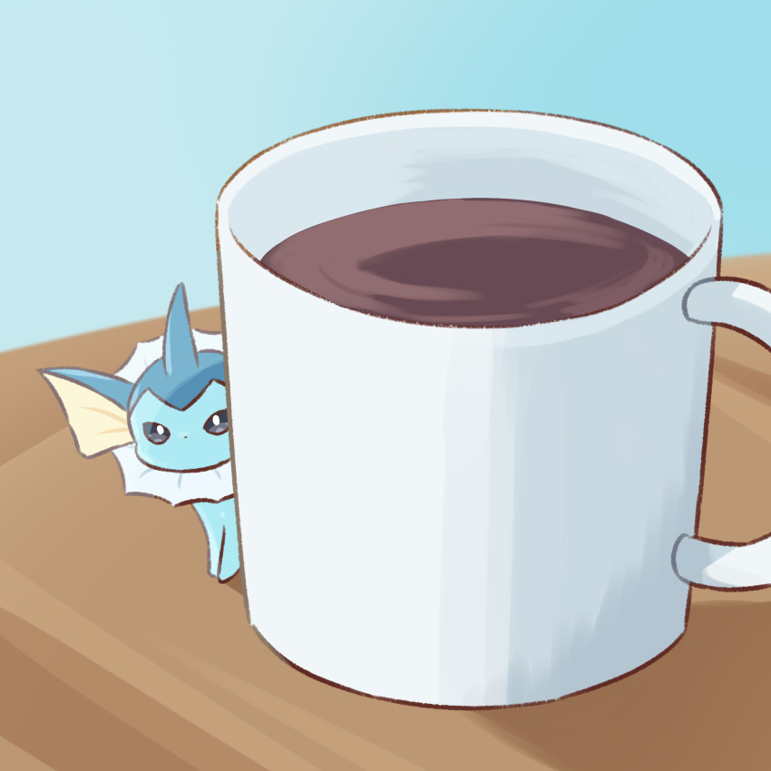 animal_focus, black_sclera, coffee, colored_sclera, commentary_request, cup, drink, food_focus