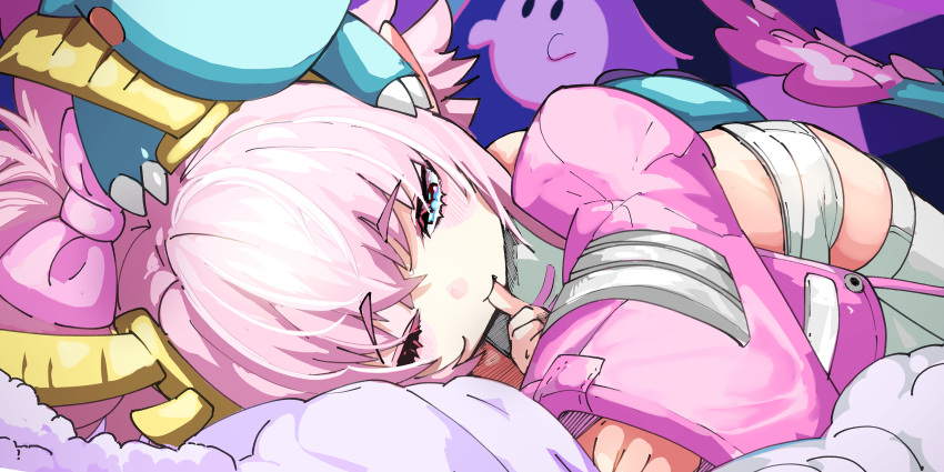 1girl, absurdres, blue_eyes, blush, bow, cowboy_shot, detached_sleeves, dragon_girl