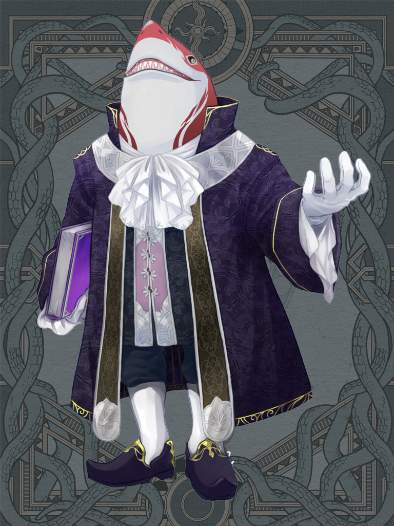 1boy, ascot, black_footwear, black_sclera, book, colored_sclera, dairoku_ryouhei, full_body