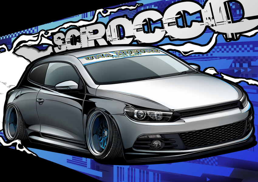 car, copyright_name, haduki_neko, highres, motor_vehicle, no_humans, original, smoke