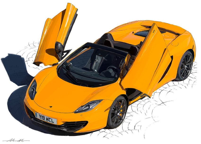 butterfly_doors, car, from_above, license_plate, m.m_(chosuke320), mclaren, mclaren_mp4-12c, motor_vehicle, no_humans, original, shadow, signature, sports_car, vehicle_focus