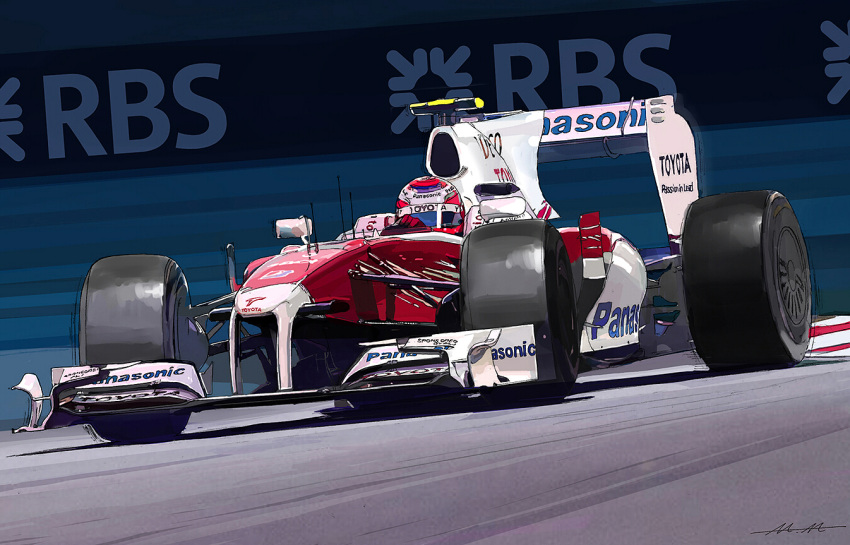 1boy, car, driving, formula_one, gloves, helmet, kobayashi_kamui_(racecar_driver), m.m_(chosuke320)