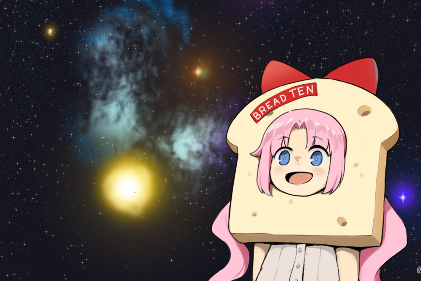 1girl, blue_eyes, bread, bren_ten_(girls'_frontline), cropped, english_commentary, english_text, facing_viewer