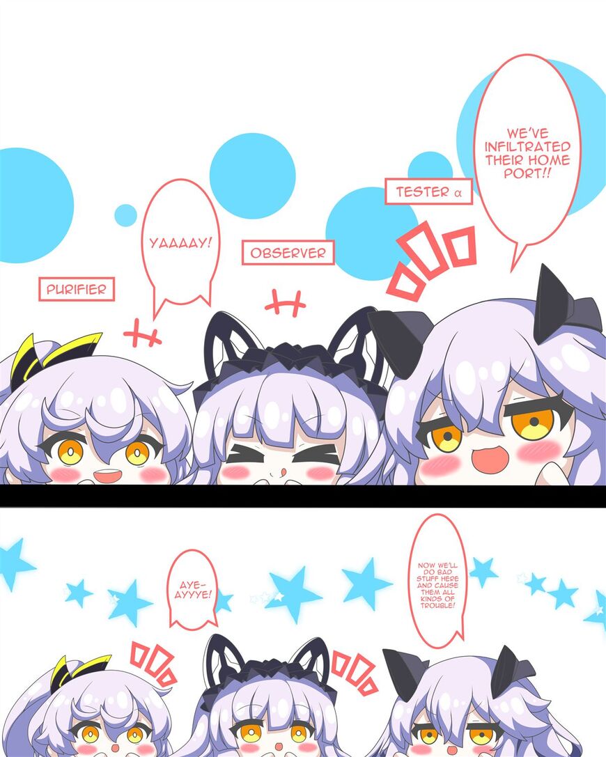 >_<, 2koma, azur_lane, kurukurumagical, multiple_girls, observer_(azur_lane), siren_(azur_lane), siren_purifier_(azur_lane)