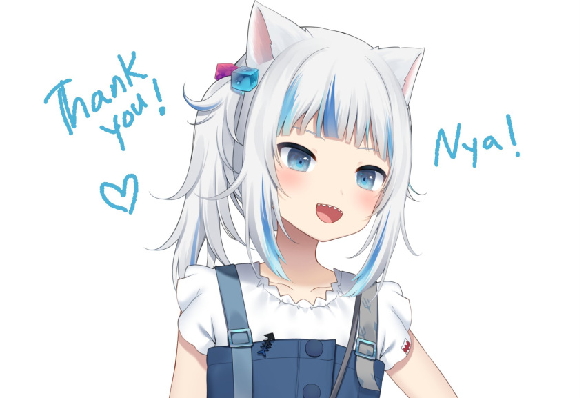 1girl, animal_ears, blue_eyes, blue_hair, flat_chest, gawr_gura, gawr_gura_(2nd_costume), highres