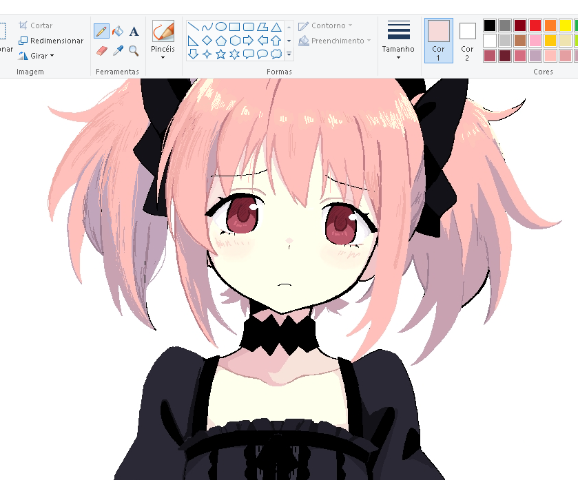 1girl, art_program_in_frame, black_bow, black_choker, black_dress, blush, bow, choker