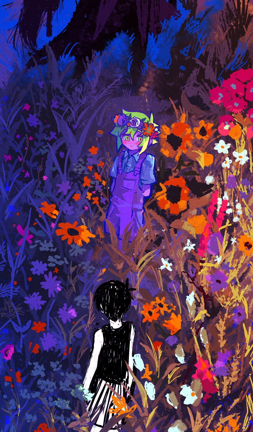 basil_(omori), flower, highres, honshiya, omori, sunny_(omori)