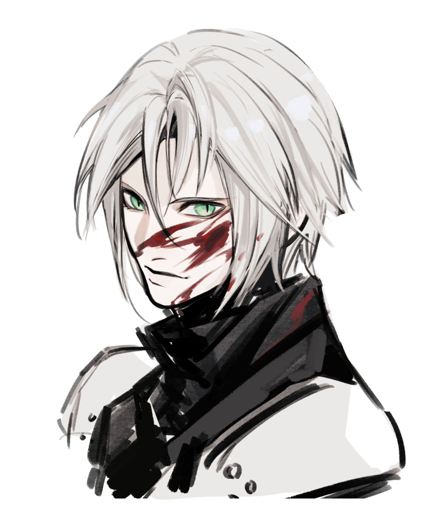 1boy, armor, black_shirt, blood, blood_in_hair, blood_on_face, dapanggezilan, final_fantasy