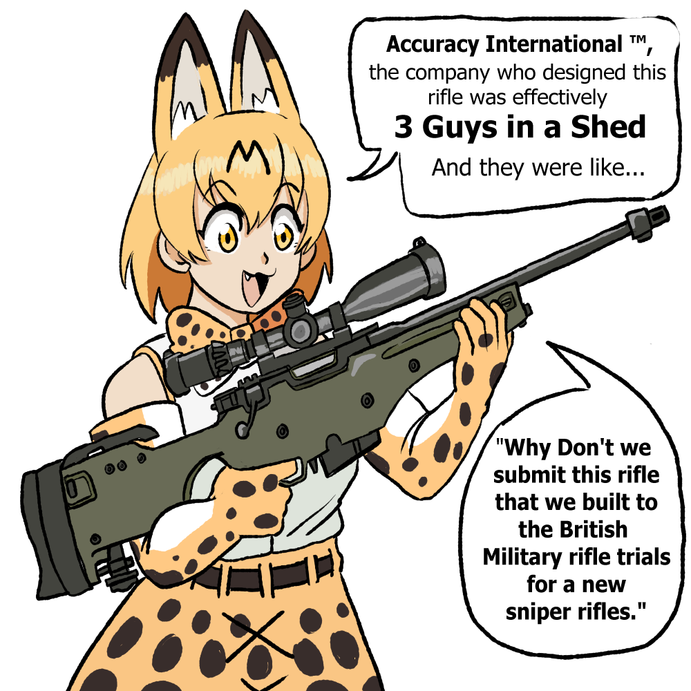 1girl, :d, accuracy_international, ai_arctic_warfare, animal_ears, blonde_hair, bolt_action, bow