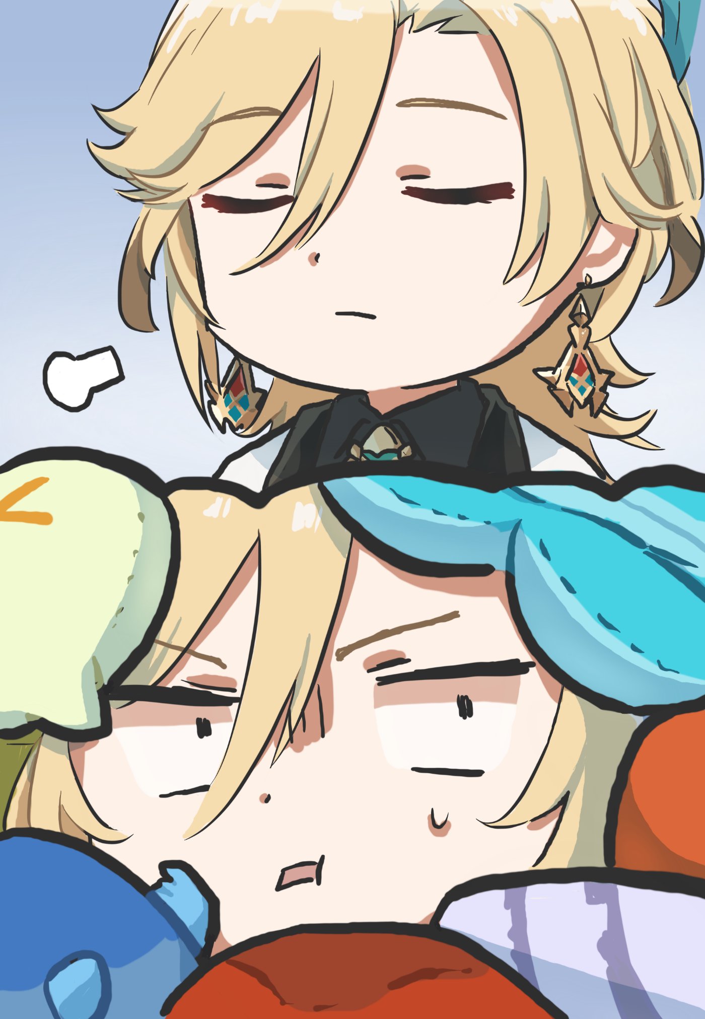 1boy, aranara_(genshin_impact), blonde_hair, earrings, genshin_impact, hair_between_eyes, highres, jewelry