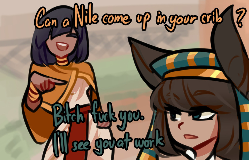 2girls, animal_ears, aqua_eyes, black_hair, blurry, blurry_background, brown_hair, centurii-chan_(artist)